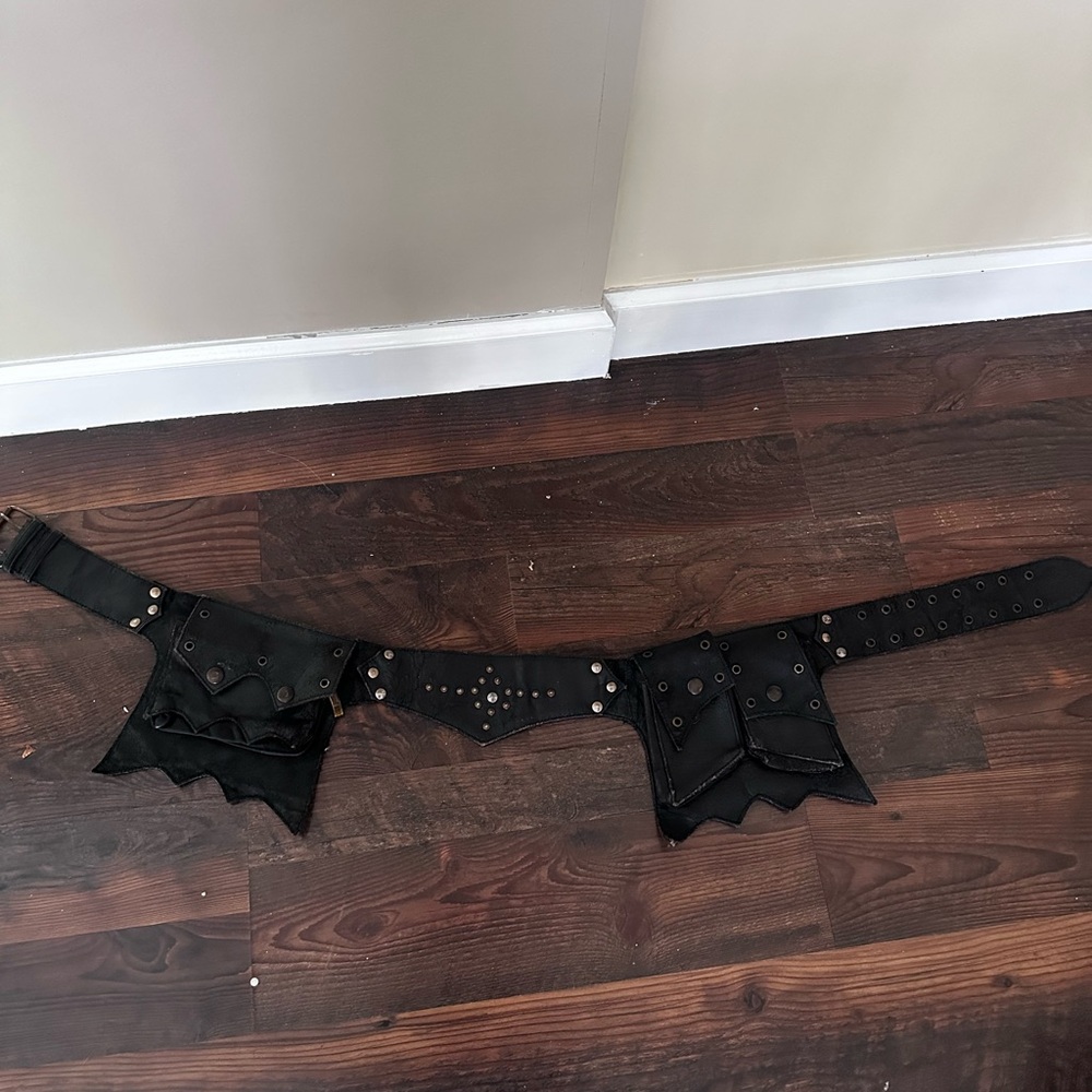 Soft Black Leather Festival/Utility Belt 43” Burning Man, Fanny Pack Unisex